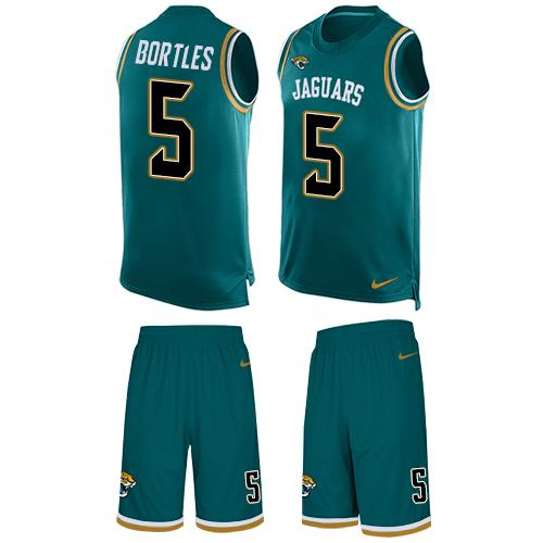 Nike Jaguars #5 Blake Bortles Teal Green Team Color Men's Stitched NFL Limited Tank Top Suit Jersey